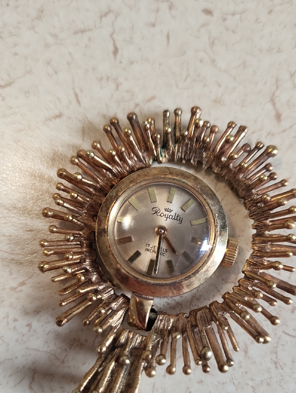 Royalty Gold Sunburst Pendant Watch - Gold Tone
